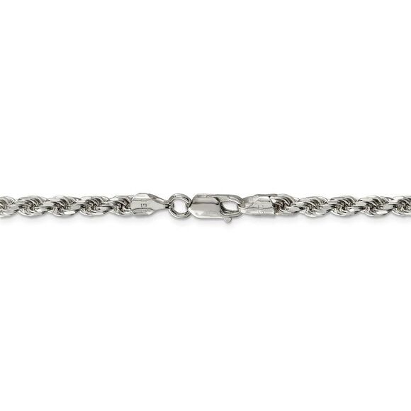 4.6mm, Sterling Silver Diamond Cut Solid Rope Chain Necklace, 22 Inch - Picture 4 of 8